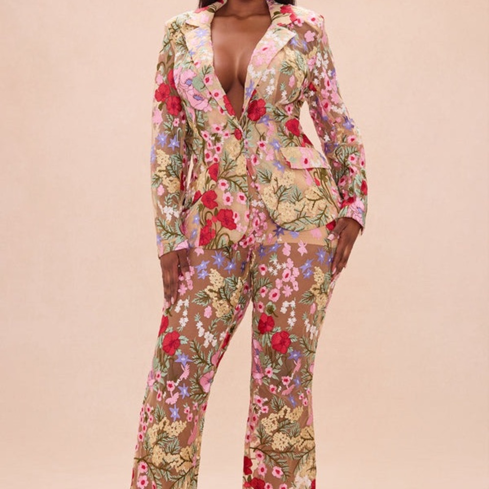Fashion Nova Floral Mesh Trousers
